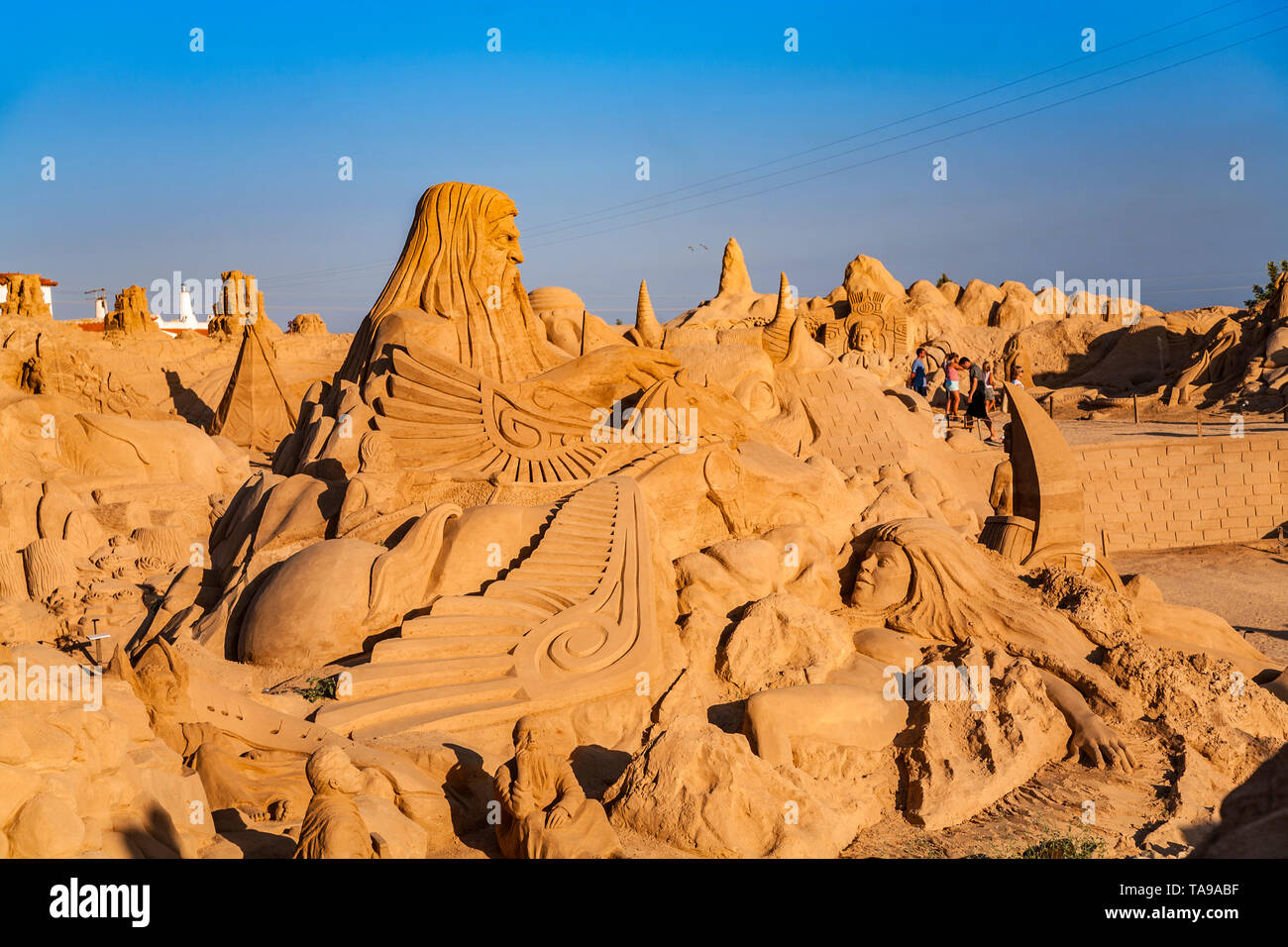 Internationale Sandskulpturenfestival. Sand City. Pera. Silves Rat. Algarve. Portugal Stockfoto