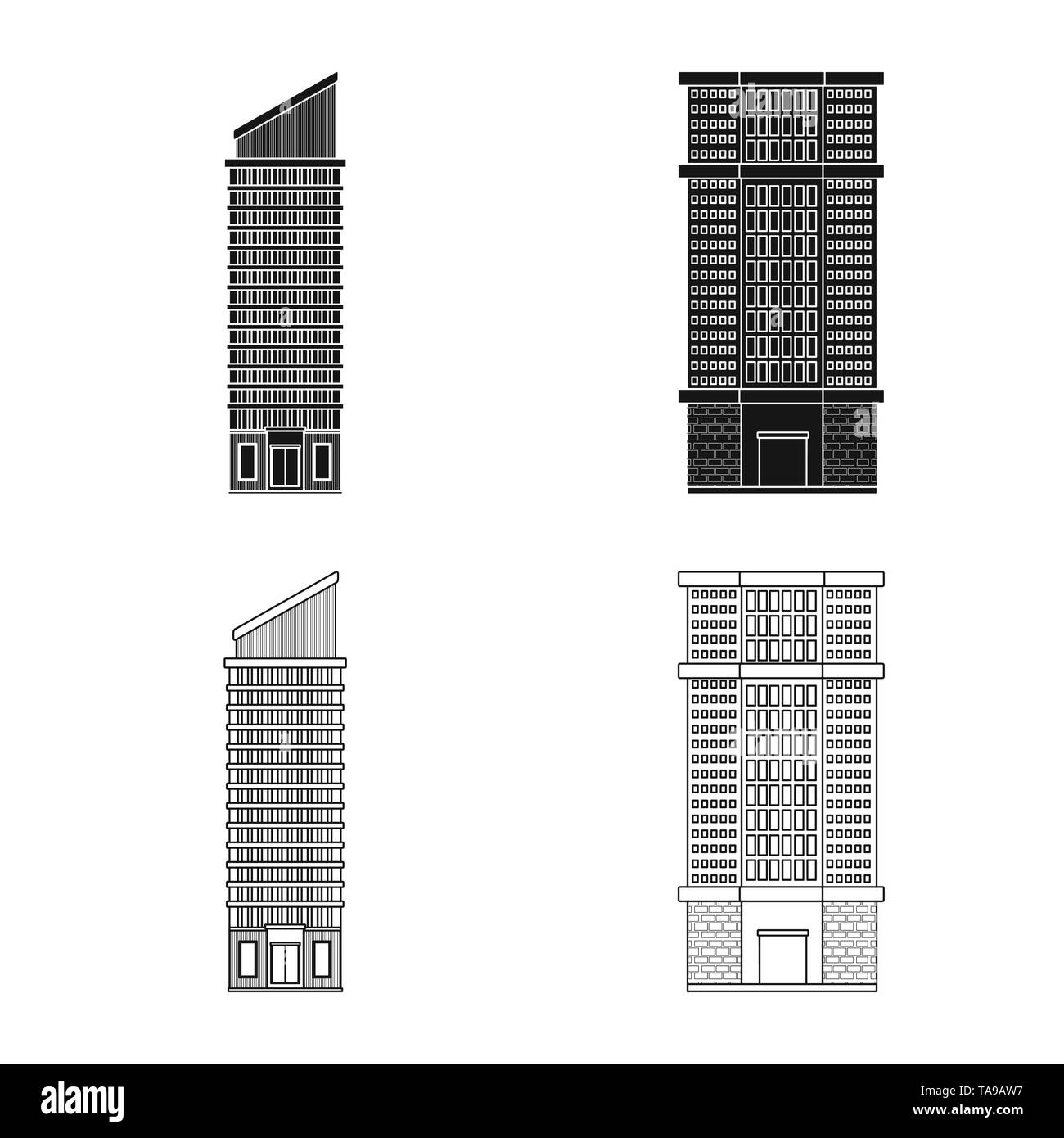 Haus, Hochhaus, Appartement, Skyline, Business, Panorama, urban, im Büro, Hotel, groß, kommunale, Mitte, modern, Immobilien, Fassade, Bau, Architektur, Außen, Aufbau, Stadt, Set, Vector, Icon, Illustration, isoliert, Sammlung, Design, Element, Grafik, Zeichen, Vektor, Vektoren, Stock Vektor