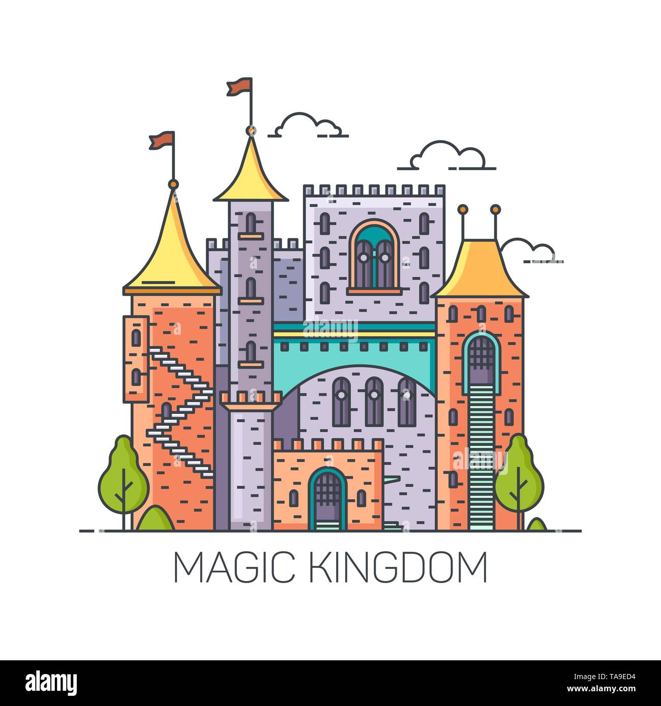 Magic Castle aus Märchen, Prinzessin fort Stock Vektor