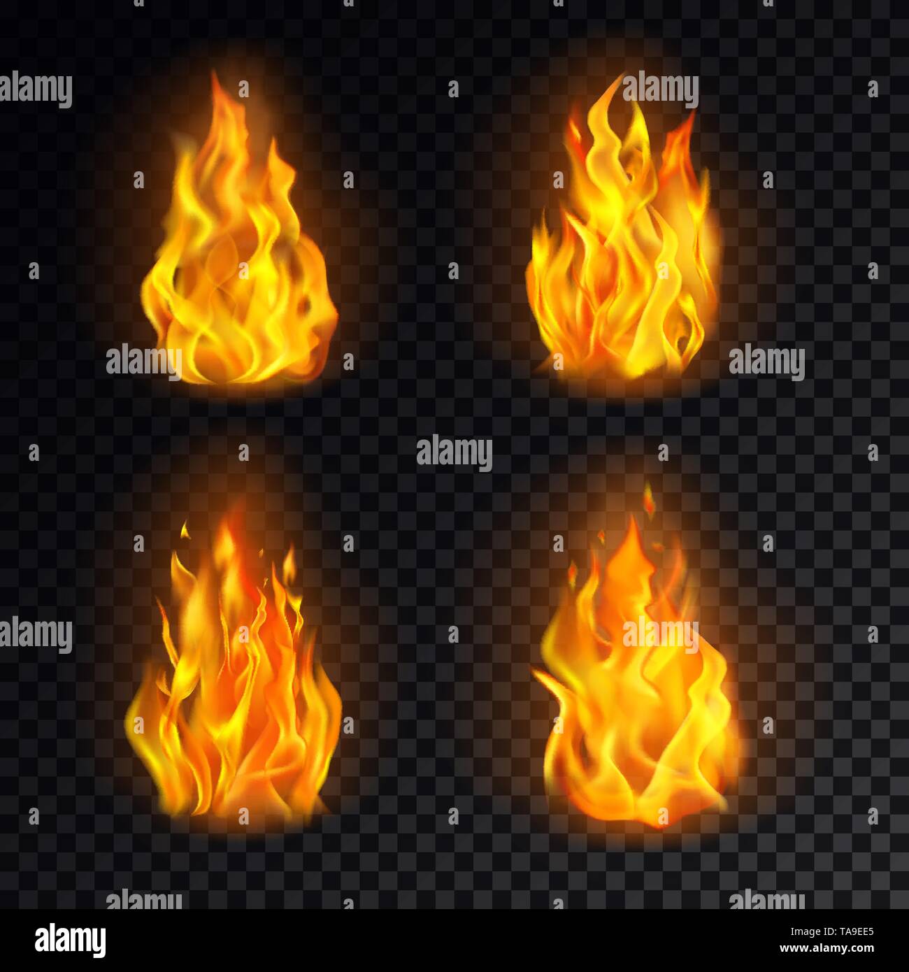 Eingestellt von isolierten 3d-Fire oder realistische Brennen, Flammen Stock Vektor