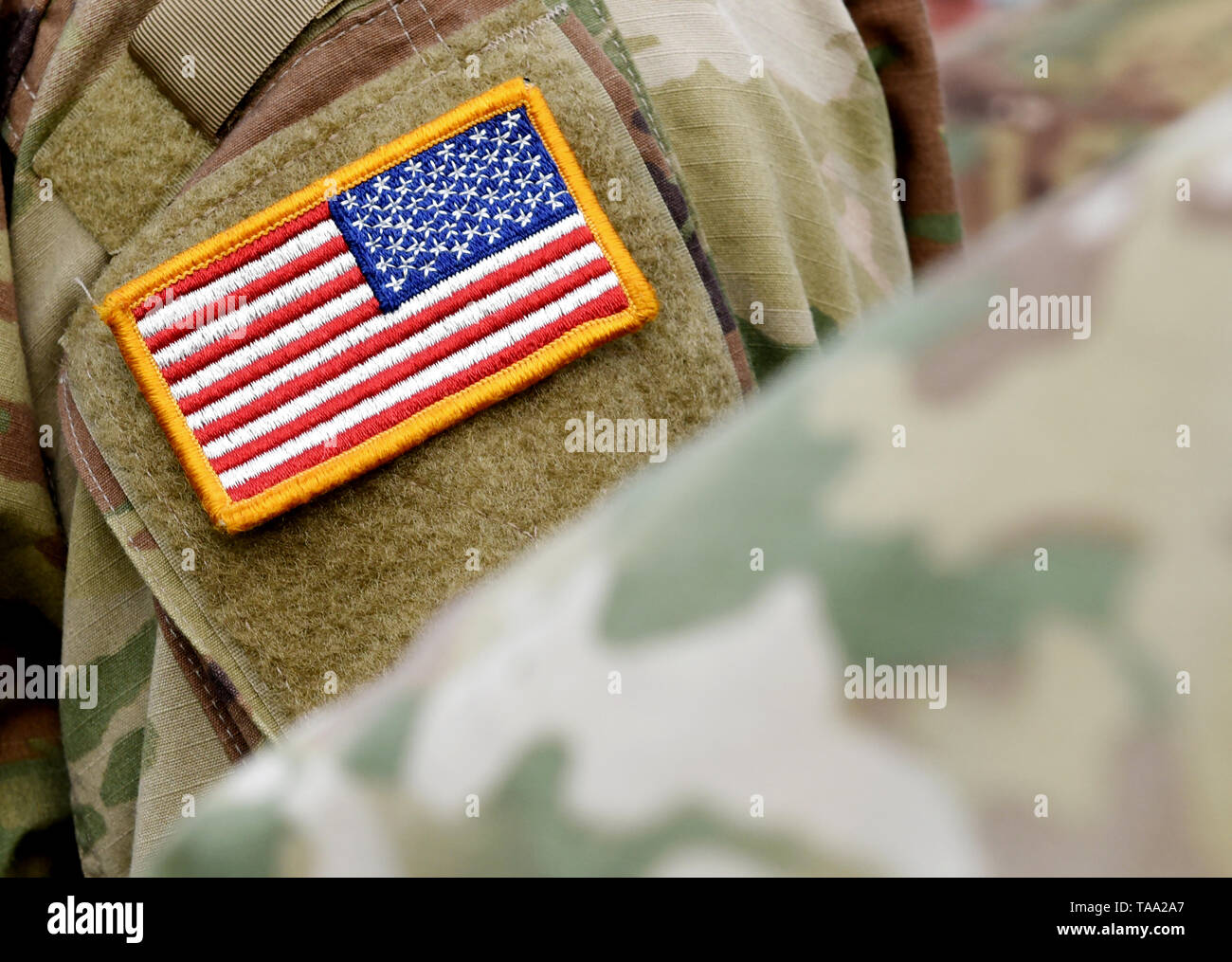 Amerikanische Flagge auf US-Uniform. US-Armee Stockfoto