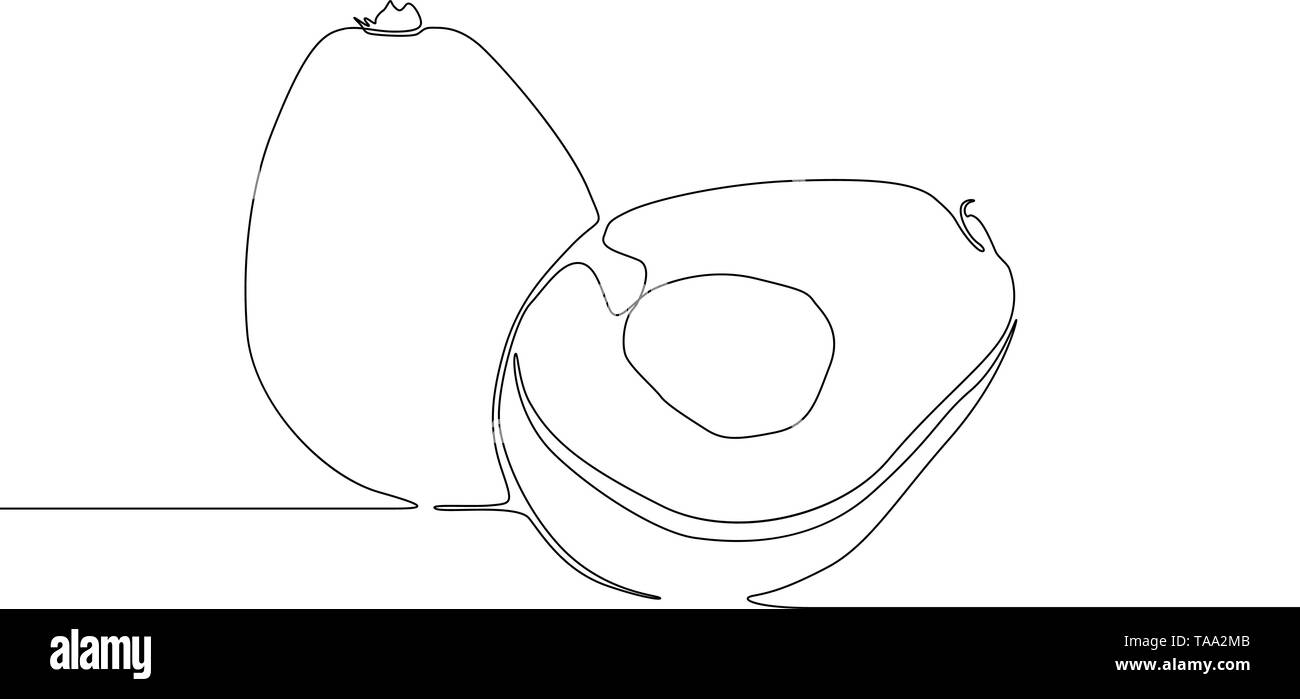 Durchgehende Linie zeichnen Avocado auf weißem Hintergrund. Vector Illustration. Stock Vektor