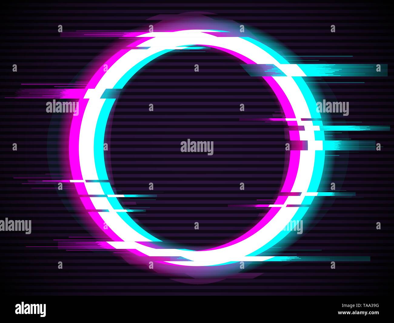 Eine beleuchtete Kreis mit glitch Wirkung Stock Vektor
