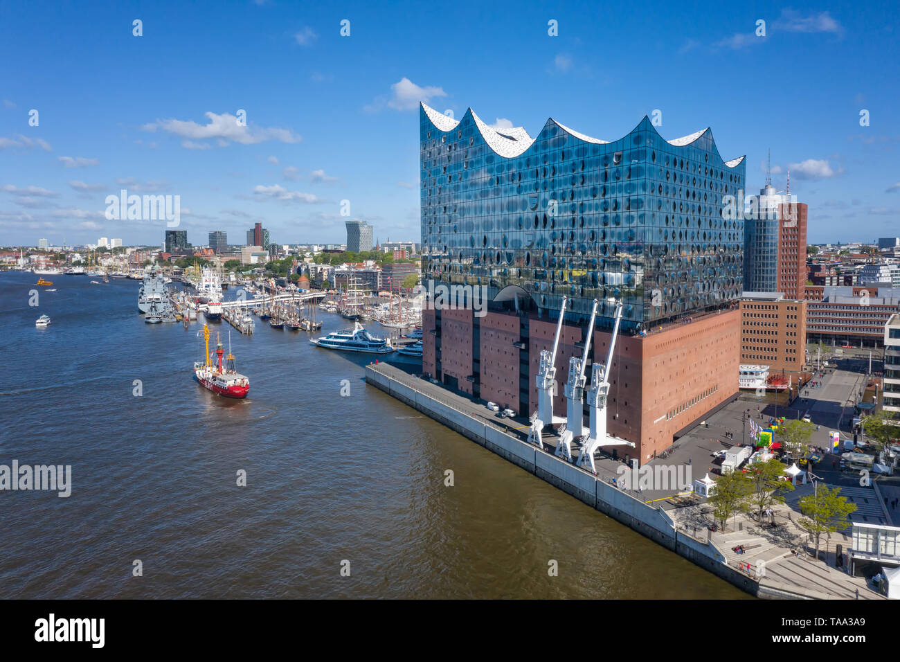 Luftaufnahme der Elbphilharmonie Stockfoto