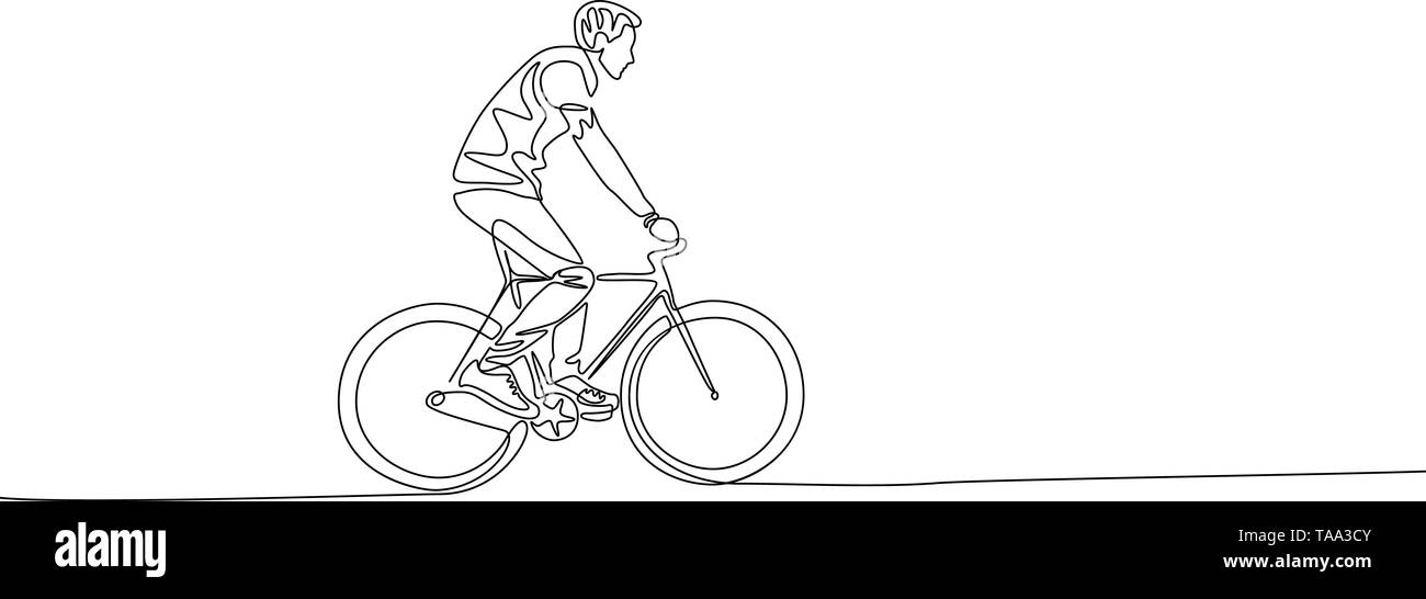 Kontinuierliche eine Strichzeichnung Mann auf einem Fahrrad Stock Vektor