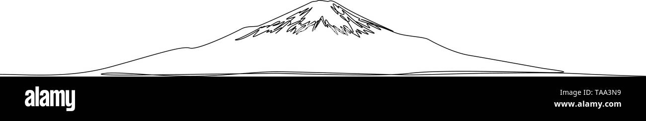 Kontinuierliche eine Strichzeichnung Fuji, Vektor. Japan Stock Vektor