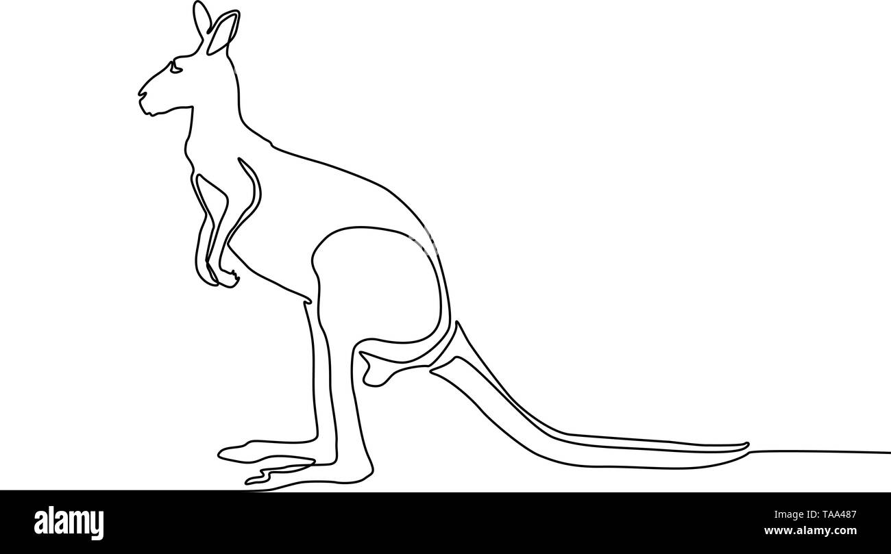 Kangaroo kontinuierliche eine Linie zeichnen. Vector Illustration. Stock Vektor