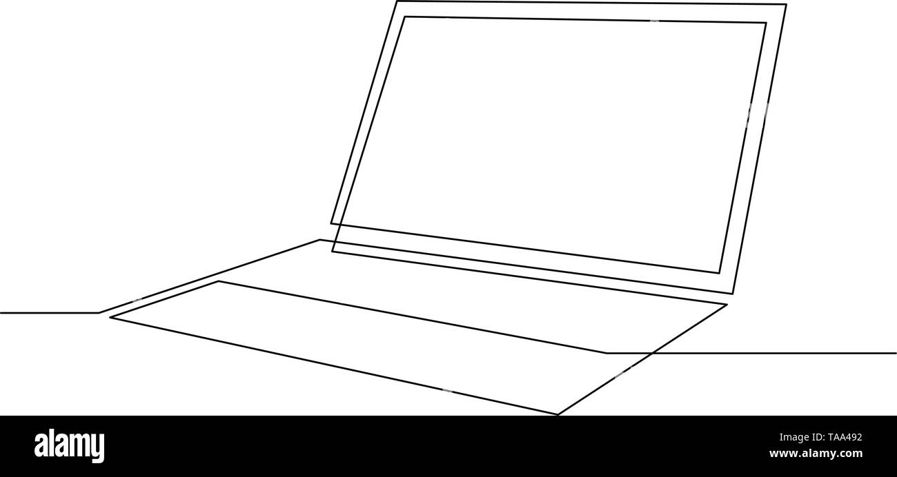Kontinuierliche eine Strichzeichnung Laptop. Vector Illustration. Stock Vektor