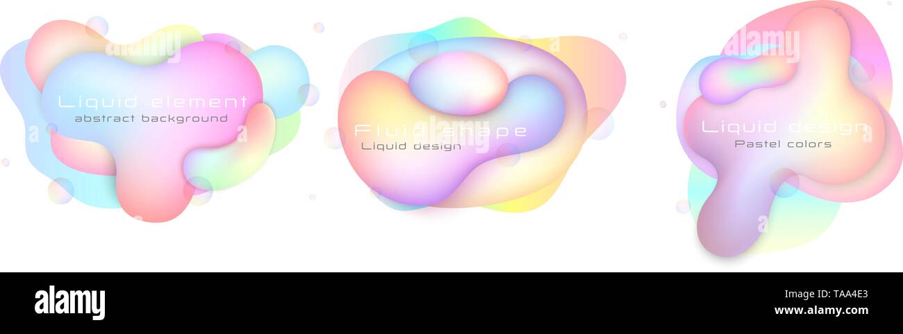 Eingestellt von flüssigen bunte Elemente Pastellfarben, bubble Gebläse. Stock Vektor