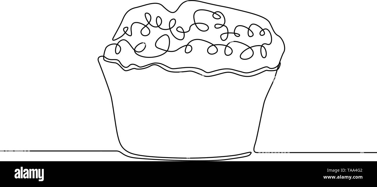 Kontinuierliche eine Strichzeichnung Muffin. Vector Illustration. Stock Vektor