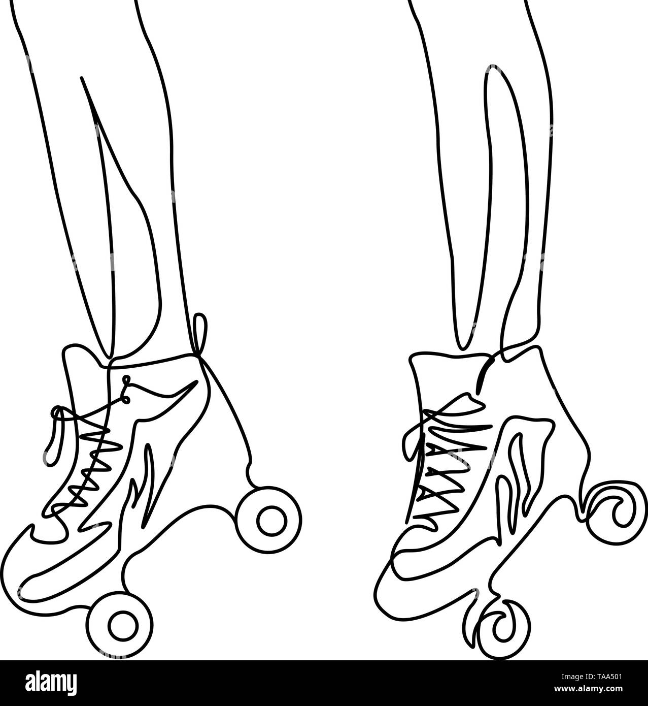 Kontinuierliche eine Strichzeichnung Paar Beine in Roller Skate. Sport, Freizeit Thema. Stock Vektor