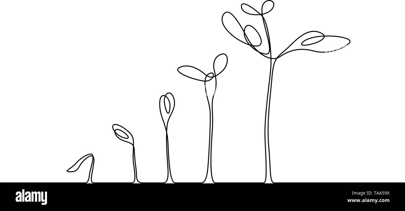 Kontinuierliche eine Linie zeichnen das Wachstum der Pflanzen. Vector Illustration Stock Vektor