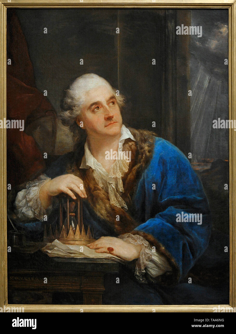 Stanislaw August Poniatowski (1732-1798). König von Polen. Porträt von König von Polen Stanislaw August mit einer Sanduhr, 1793, von Marcello Bacciarelli (1731-1818). National Museum. Warschau. Polen. Stockfoto