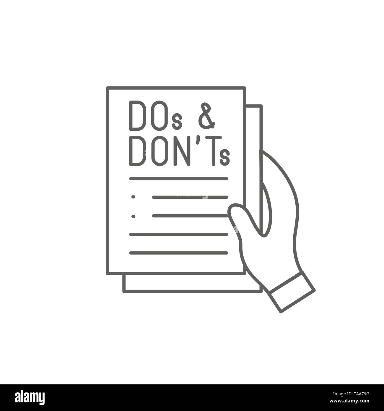 Was du tun und was du nicht tun oder Gute und Schlechte Symbole mit positiven und negativen Symbole Stock Vektor