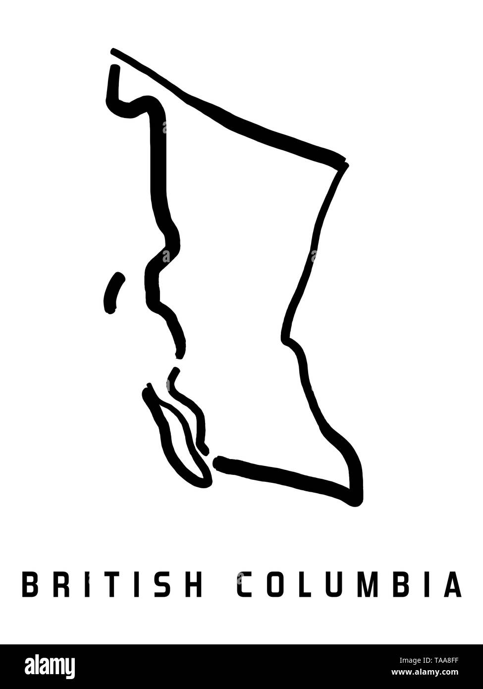 British Columbia Karte outline-glatten Vereinfachte kanadische Provinz Form Karte Vektor. Stock Vektor