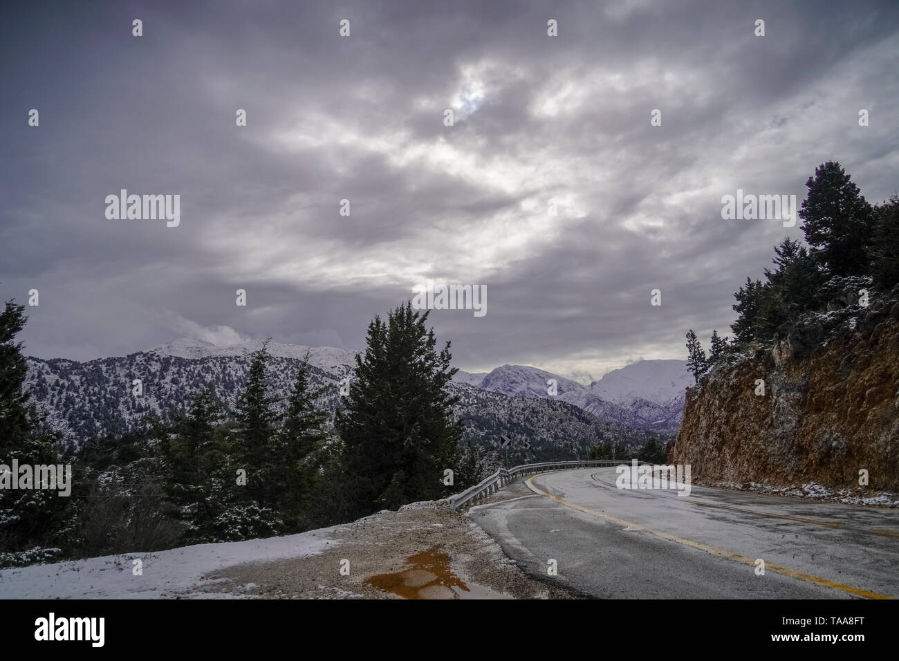 Snowscape in Lassithi Hochebene, Insel Kreta, Griechenland Stockfoto