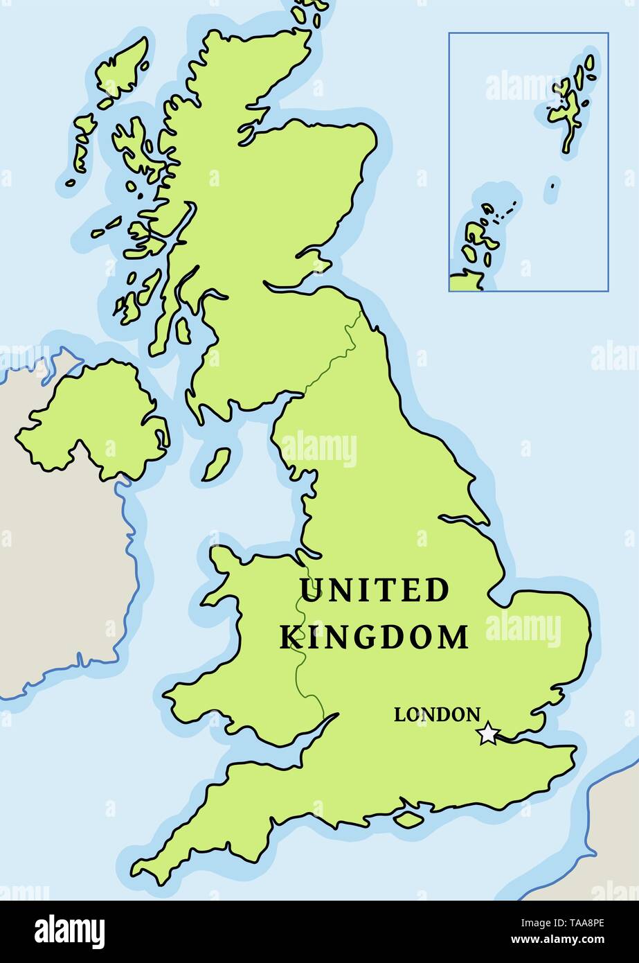 Vereinigtes Königreich Vektorkarte - einfache Karte Grafik. Stock Vektor