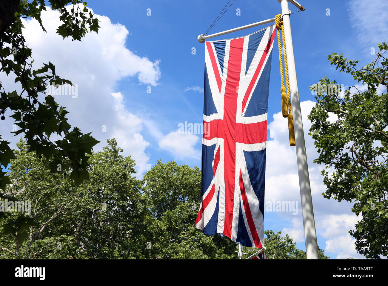 Union Jack Fahnen auf der Mall, London Stockfoto