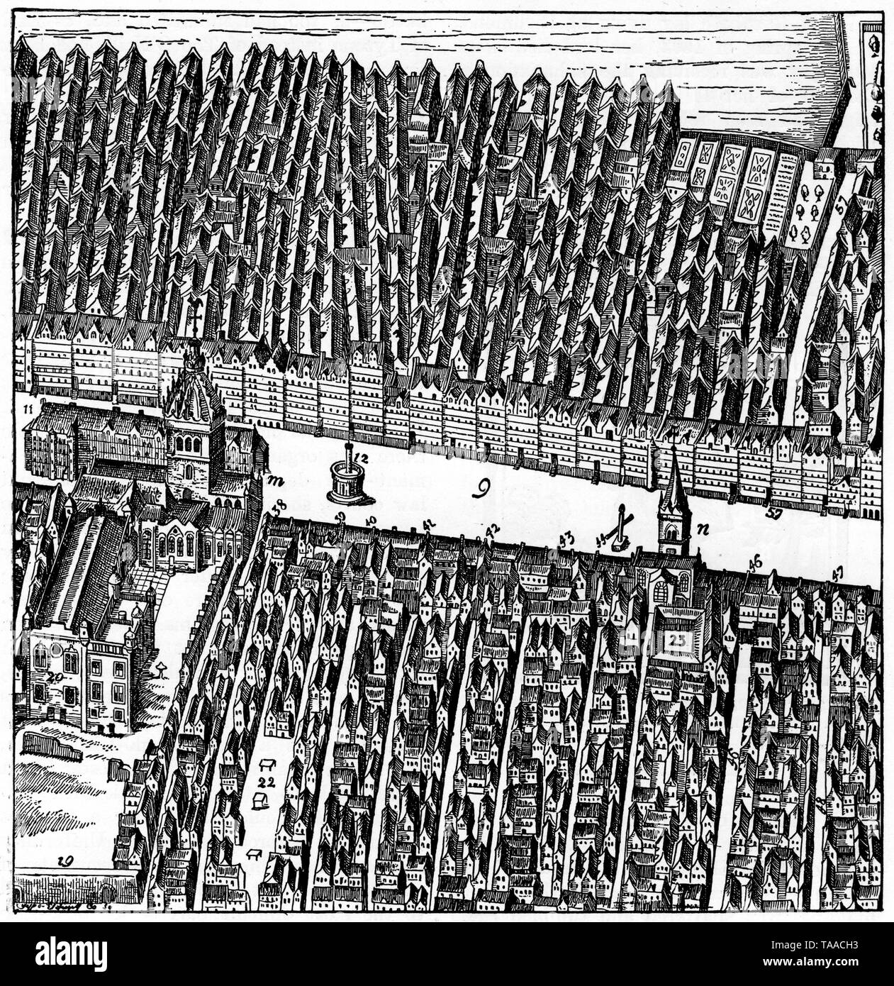 Plan von Edinburgh, von St Giles zu Hackerston's Wynd, aus dem 17. Jahrhundert. Von James Gordon von rothiemay (c) 1615-1686 Stockfoto