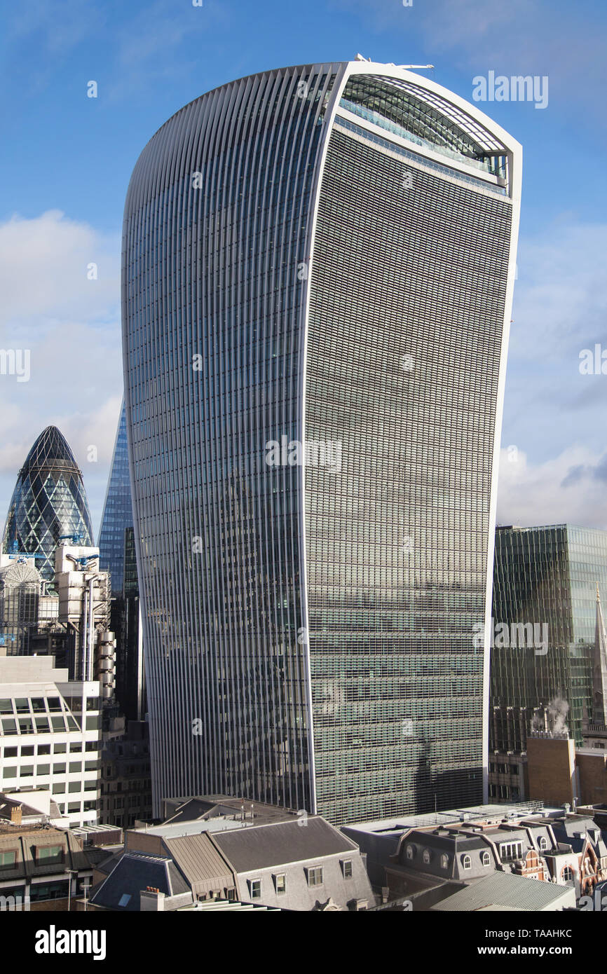Die Walkie Talkie Gebäude vom Denkmal, London, Vereinigtes Königreich. Stockfoto