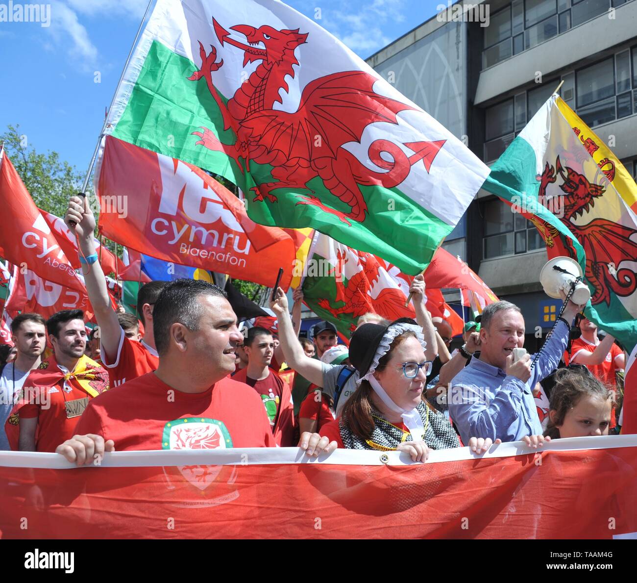 AUOB März für Waliser Unabhängigkeit, Cardiff, 11. Mai 2019 Stockfoto