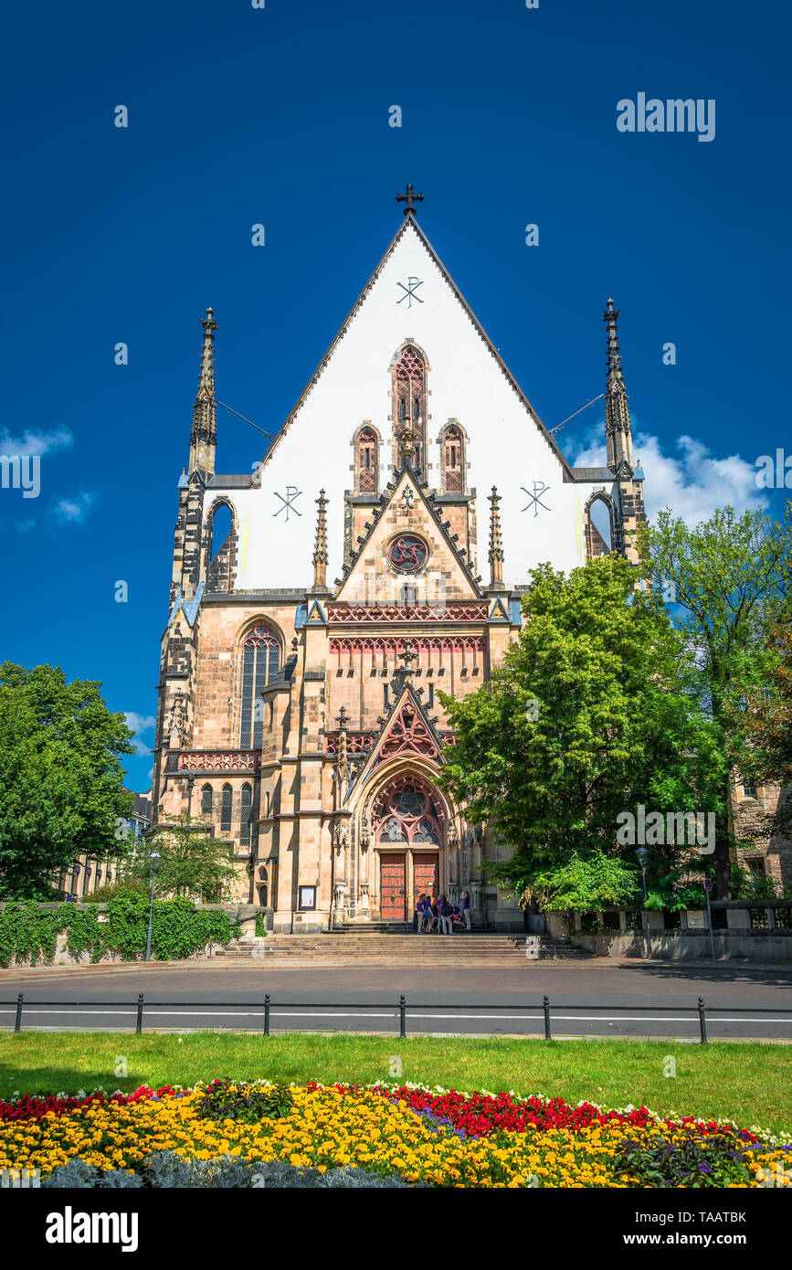 St. Thomas Kirche in Leipzig, Deutschland, Sommer Stockfoto