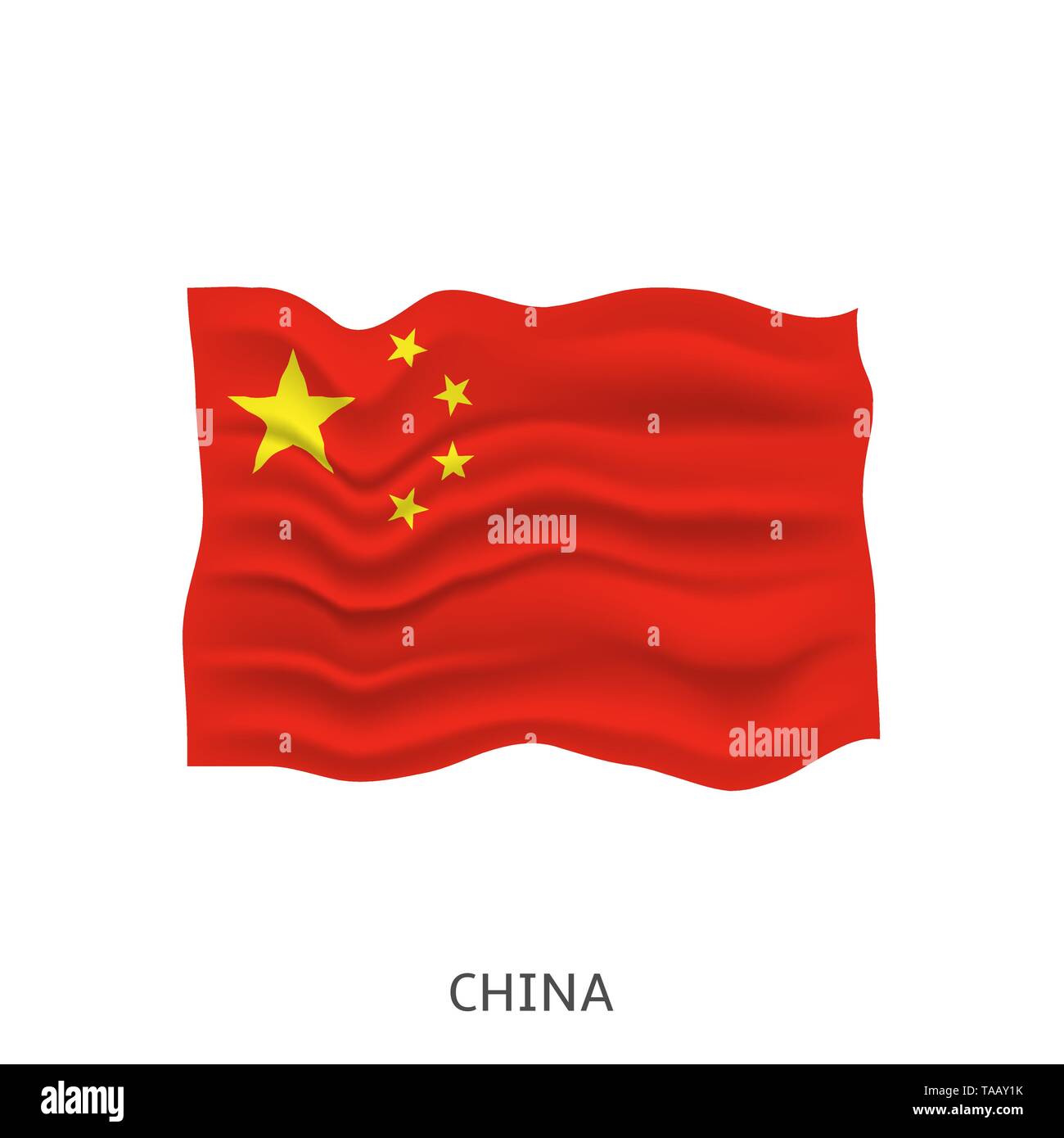 Flagge von China. Chinesische wehende Flagge, Vector Illustration Stock Vektor