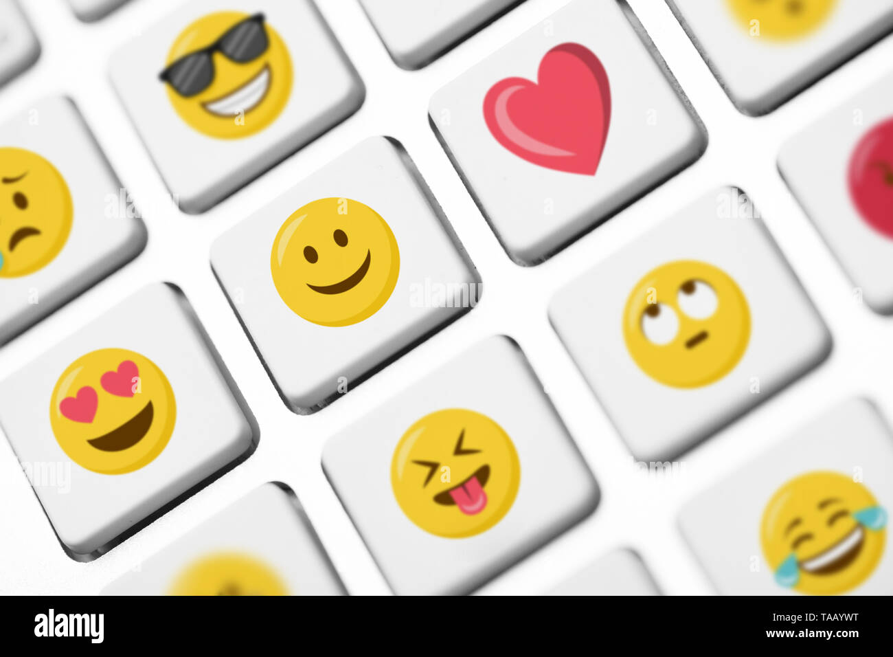 Smileys emojis emoticons Tasten auf der Tastatur Stockfoto