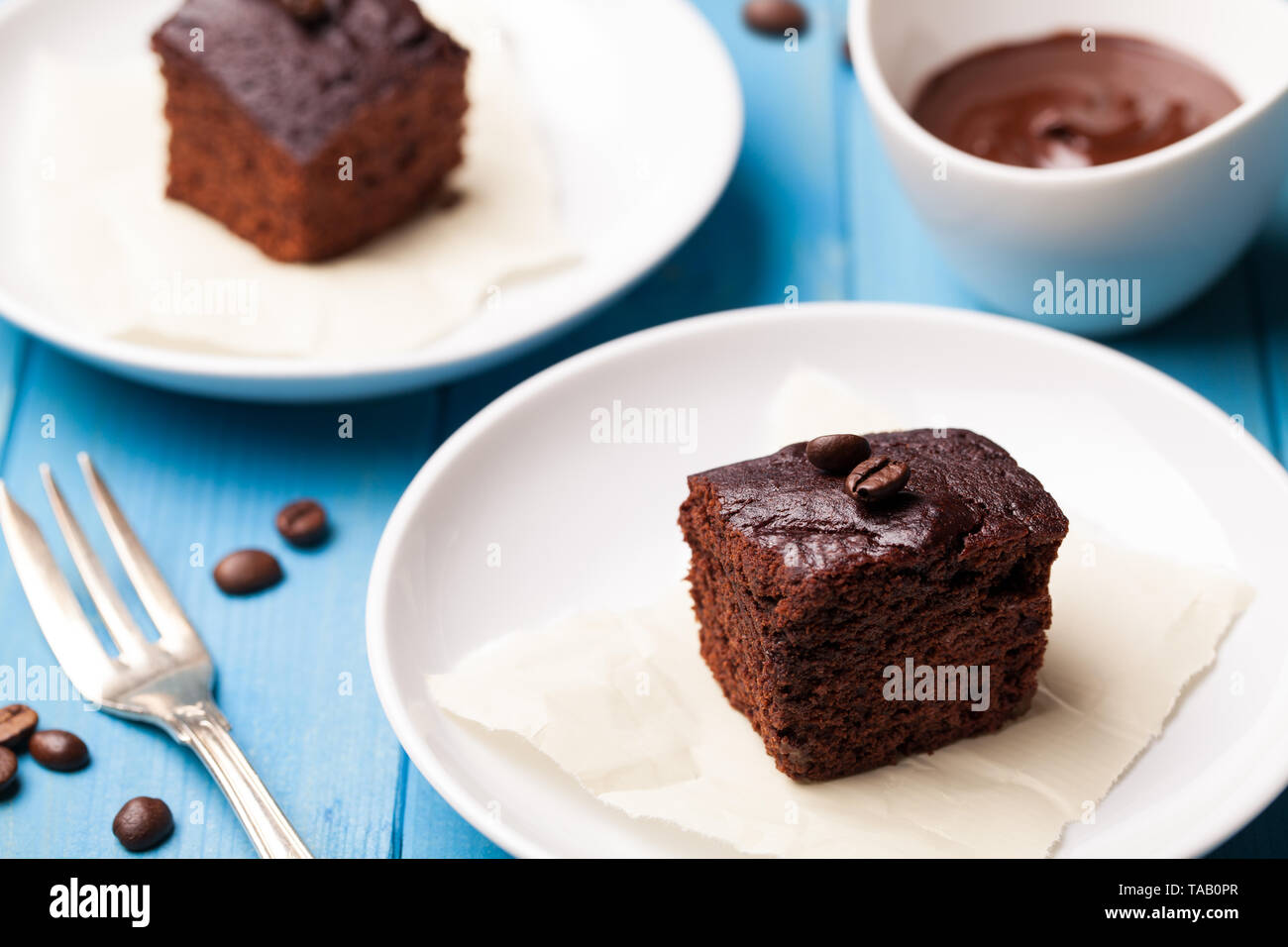 Chocolate Brownie kuchen Hintergrund Stockfoto