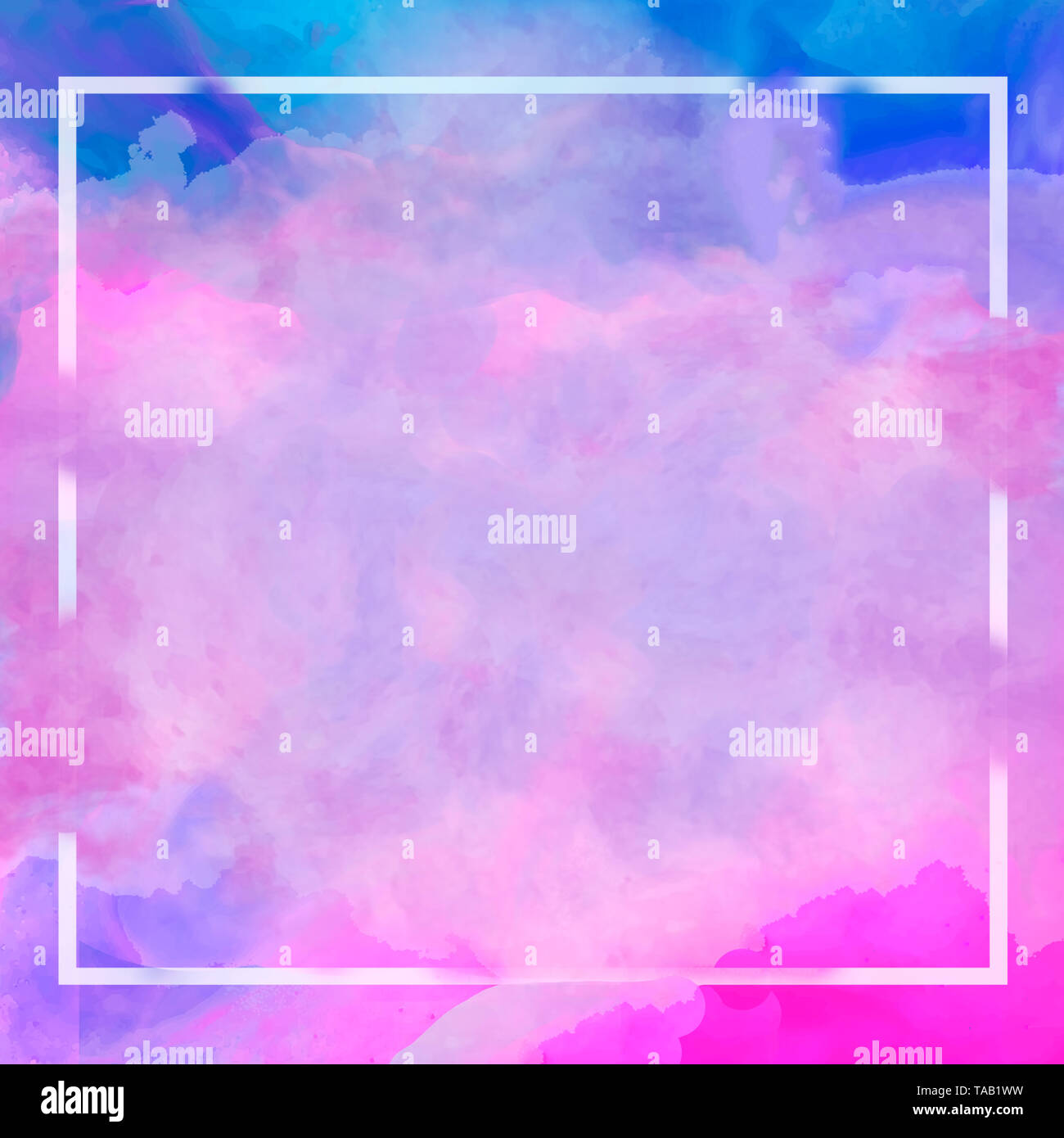 Abstrakte violett blau rosa Pastell Aquarell Umrandung. Hintergrund für Web, Print, leer. Stockfoto