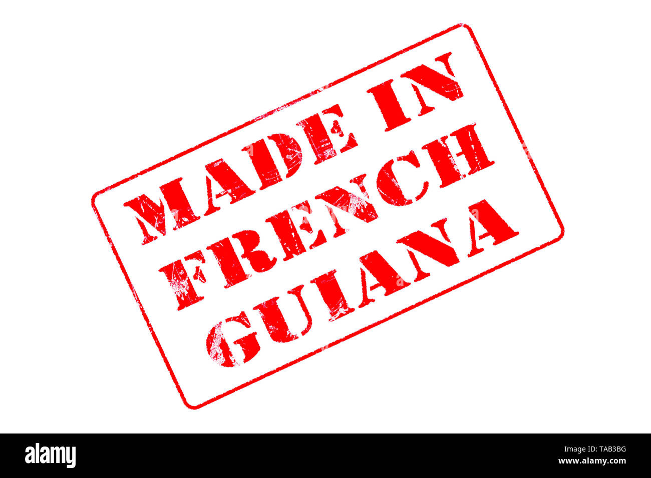 Gummistempel mit roter Tinte auf weißem Hintergrund Konzept Lesung in Französisch-Guayana Stockfoto