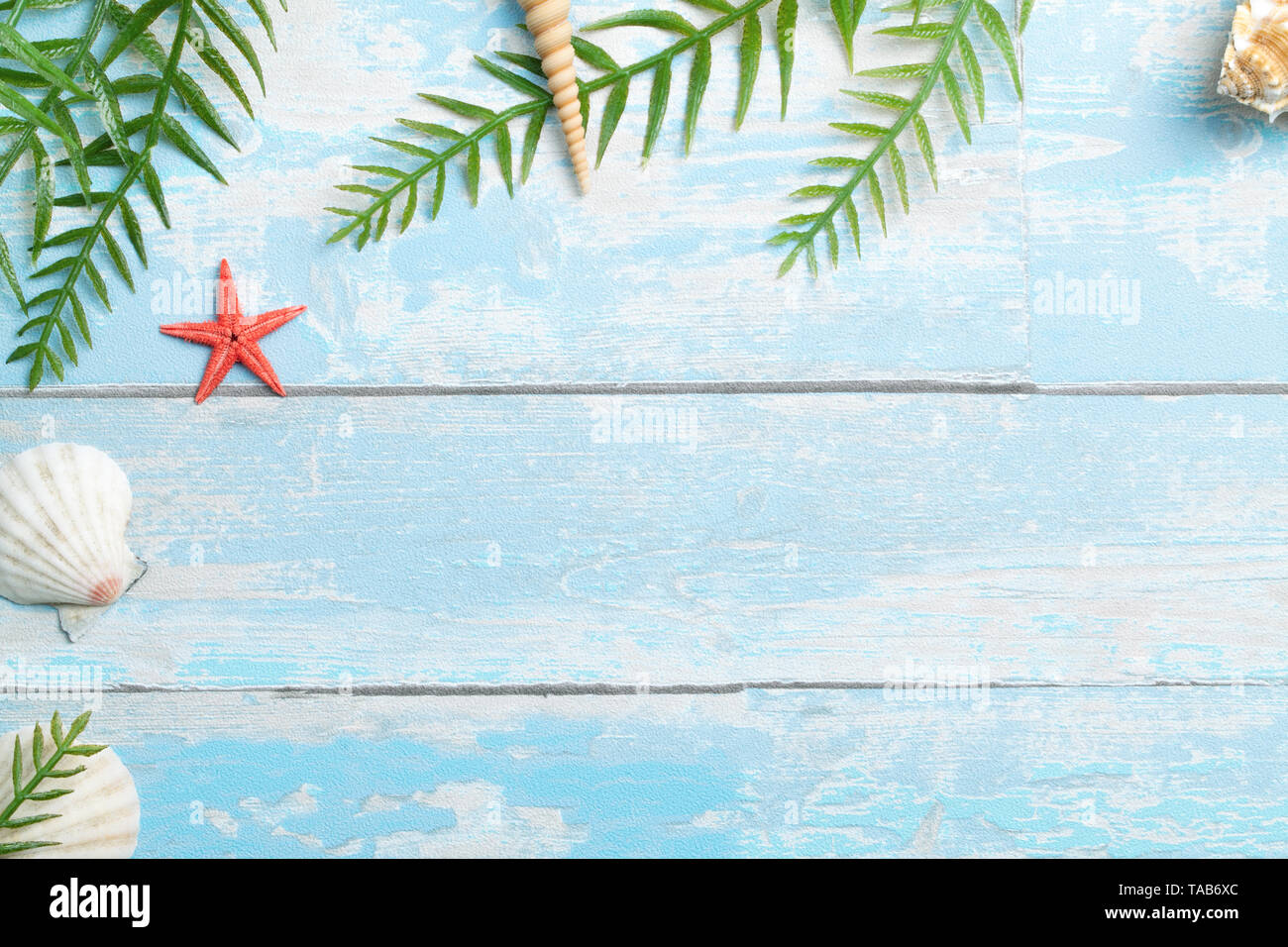 Sommer Urlaub blauen Hintergrund mit Seashell Stockfoto