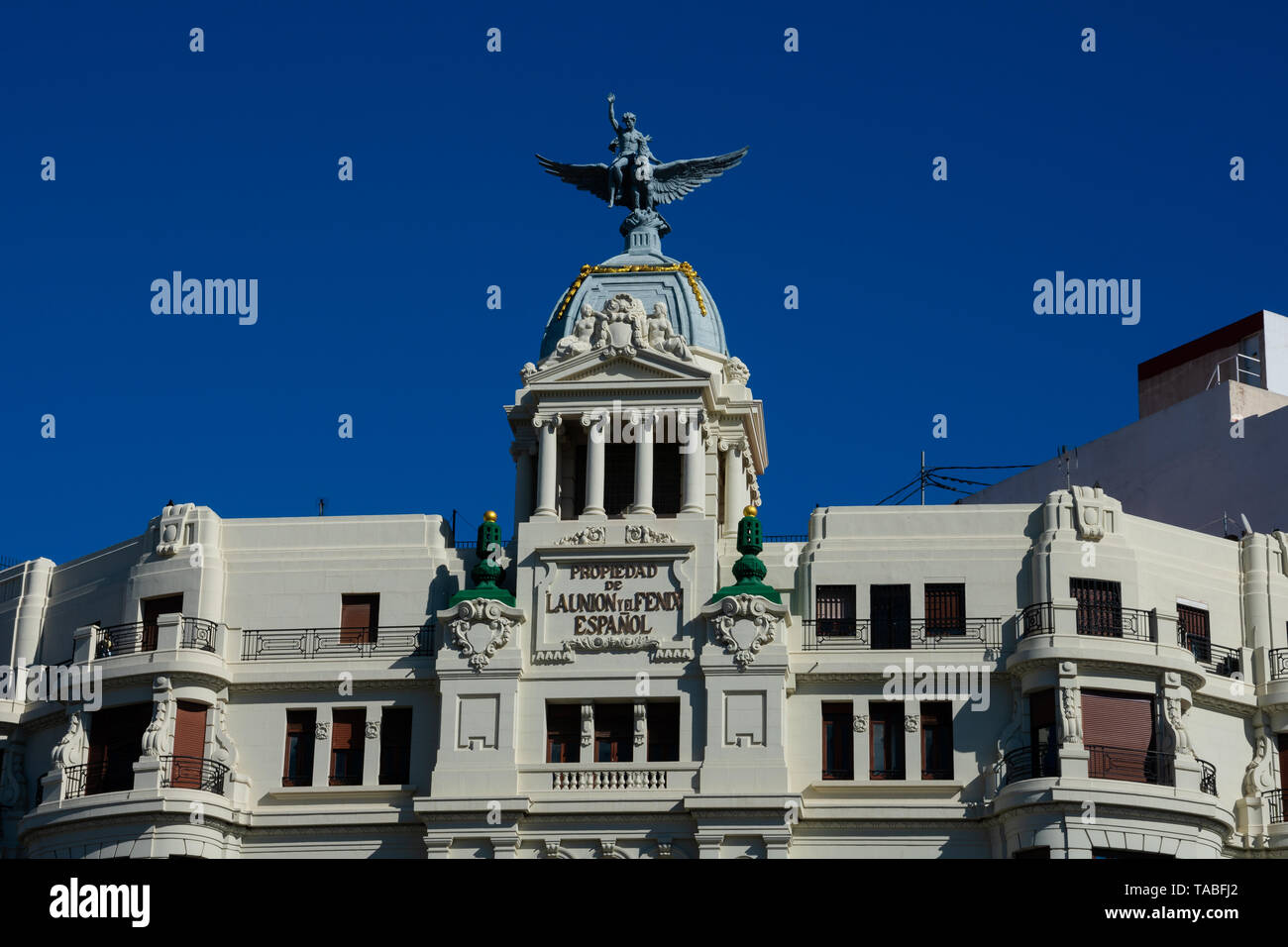 Valencia, Spanien. Februar 6, 2019. La Union y el Fenix Espanol Gebäude Stockfoto