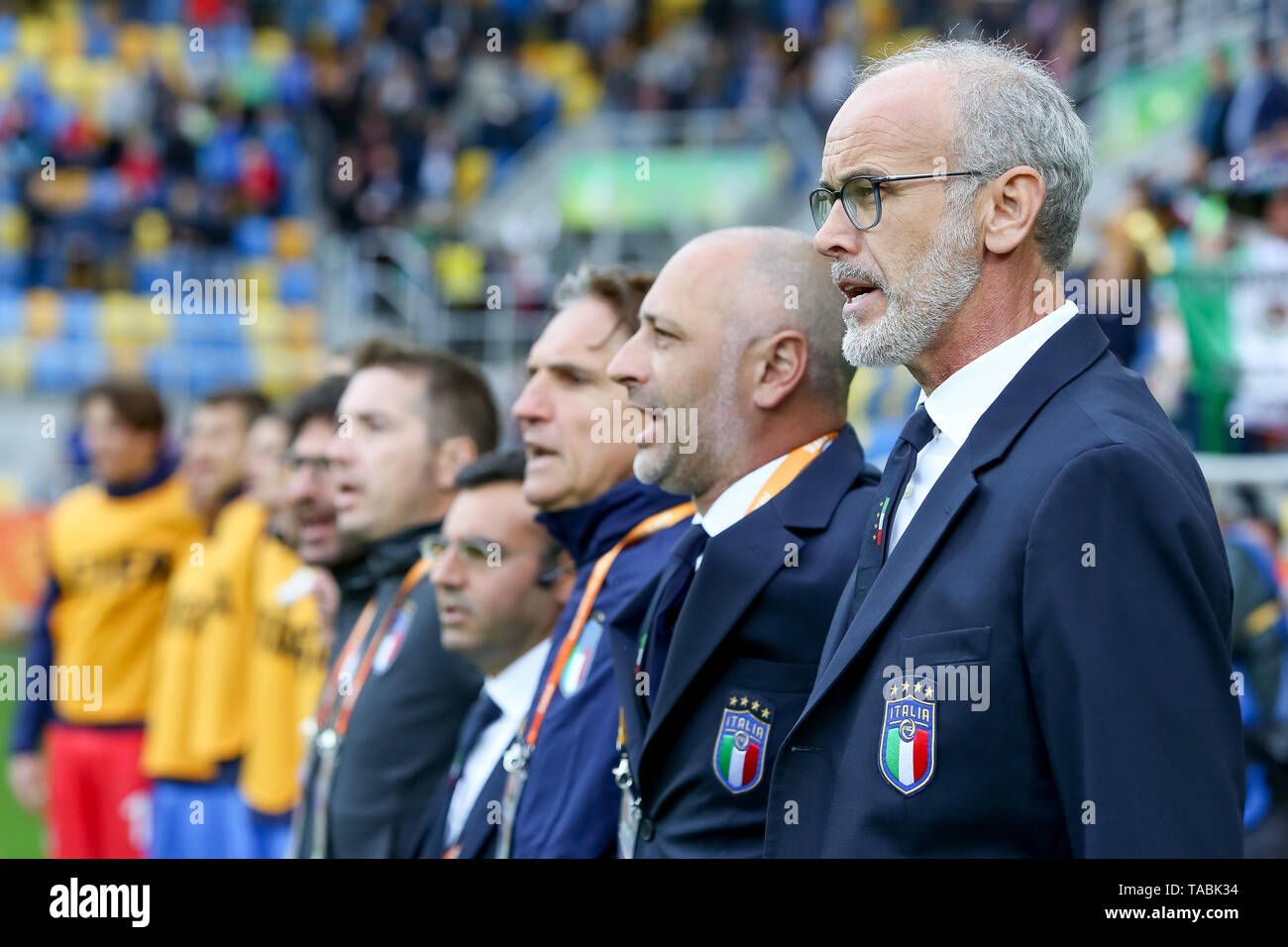 Gdynia, Polen, 23.Mai, 2019, Paolo Nicolato (Coach) und Mirco Gasparetto während der Präsentation vor dem Match Mexiko v Italien - FIFA U-20 WM Polen 2019, Gdynia, Polen, Kredit: Tomasz Zasinski/Alamy leben Nachrichten Stockfoto