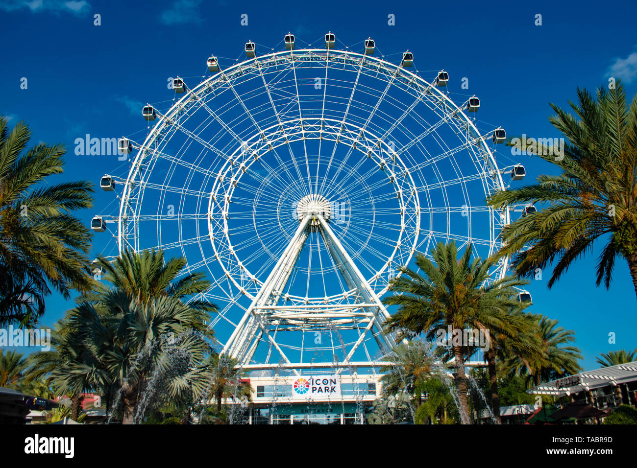 Orlando, Florida. Mai 16, 2019. Orlando Auge Fahrerlebnis. Das Rad bei ICON Park Orlando ist ein 400 Meter hohes Riesenrad in Internationalen Stockfoto