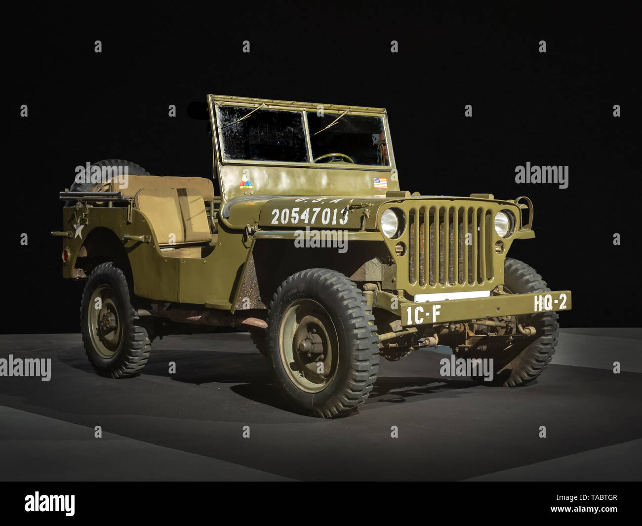 BARCELONA, SPANIEN - 11. MAI 2019: 1943 Willys MB (Jeep) am 100 Jahre Automobil Ausstellung Stockfoto