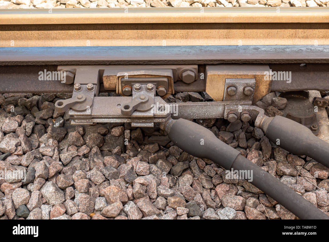 Vereinigtes Königreich Eisenbahn Manuell Betrieben Hook Switch für die Isolierung der Stromschiene Stockfoto