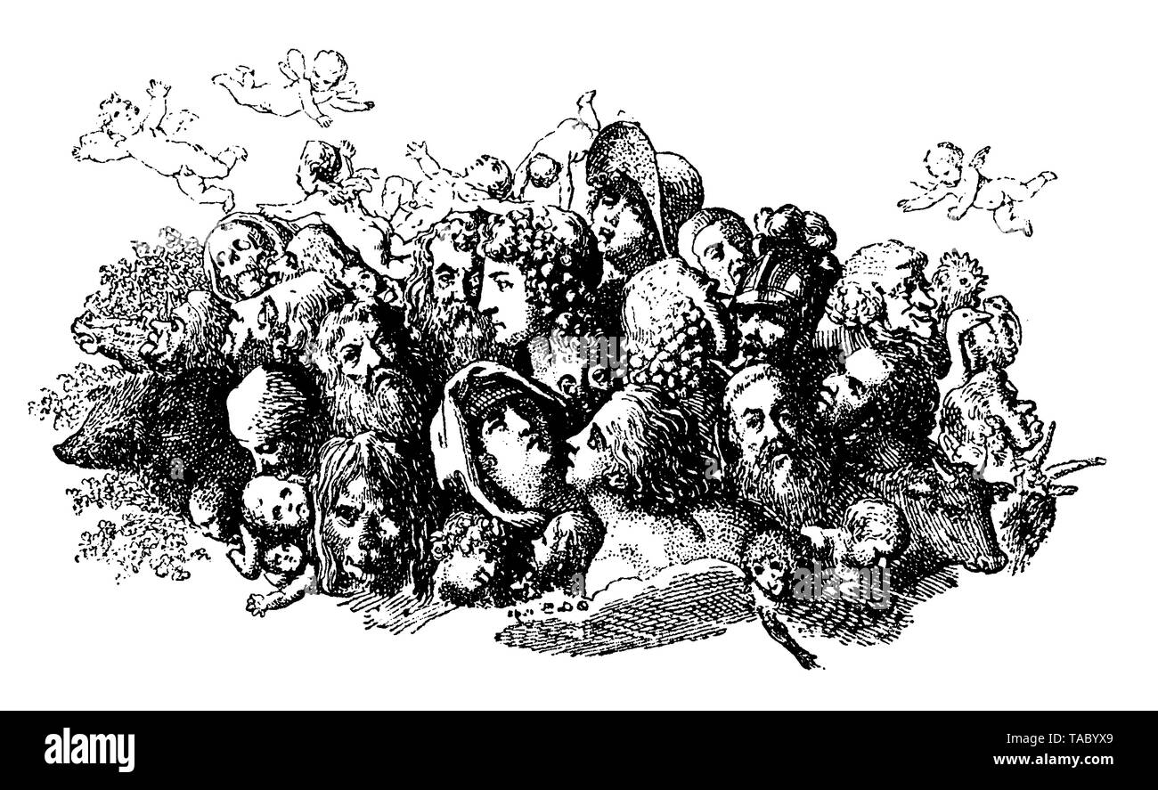 Surreale Zeichnung über den Maler verstand, Kupferstich von Daniel Chodowiecki, 18. Jahrhundert Stockfoto