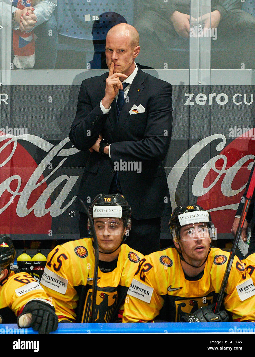 Kosice, Slowakei. 23 Mai, 2019. DEB-Bundestrainer Toni SÖDERHOLM, DEB Headcoach, Team Manager, DEUTSCHLAND - TSCHECHISCHE REPUBLIK Deutschland - Tschechische Republik Viertelfinale IIHF Eishockey-WM in Bratislava, Slowakei, Slowakei, 23. Mai 2019, Saison 2018/2019, DEB, CZE Credit: Peter Schatz/Alamy leben Nachrichten Stockfoto