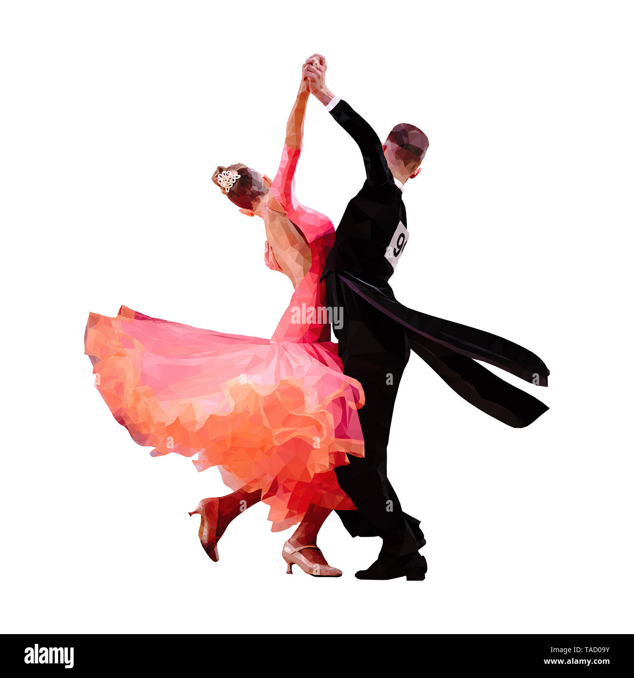 Polygonale sport paar Tänzer der Ballroom Dance Vector Illustration Stockfoto
