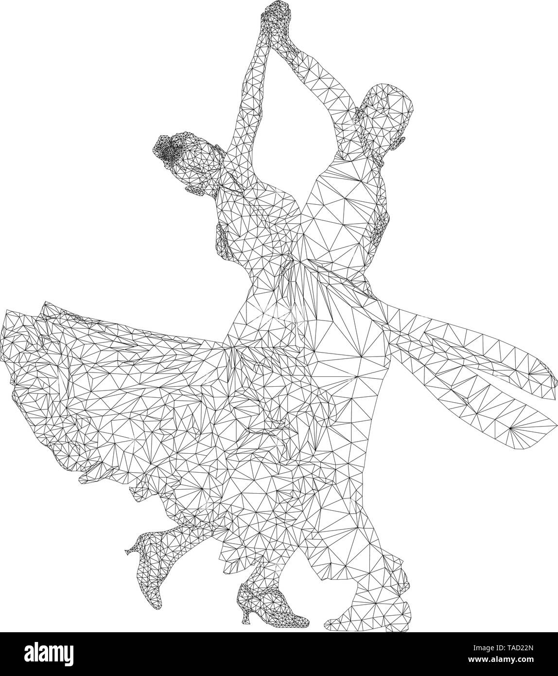 Paar Tänzer Gesellschaftstanz Sport. polygonalen Drahtmodell. Vector Illustration Stock Vektor