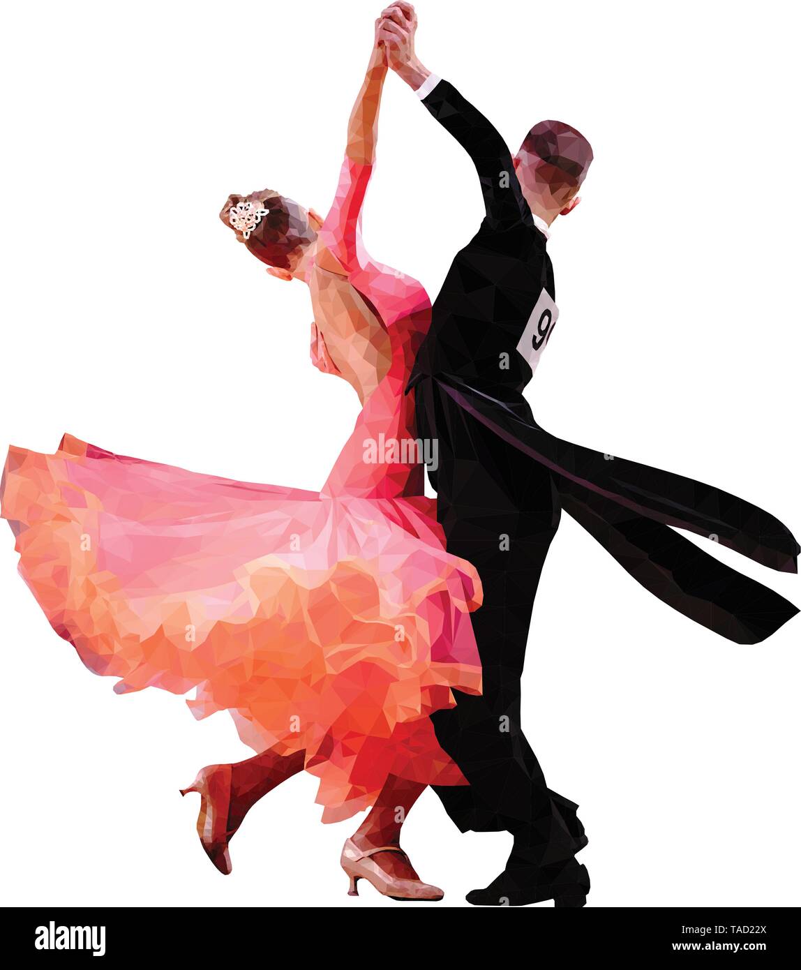 Polygonale sport paar Tänzer der Ballroom Dance Vector Illustration Stock Vektor
