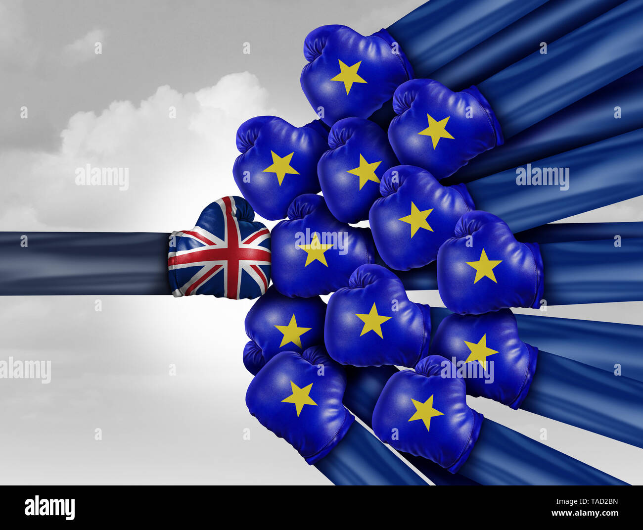 Vereinigtes Königreich Europa und Themen, die in der britischen Mitgliedschaft in der Europäischen Union EU-Referendum Herausforderung und Konflikte mit gegensätzlichen Partnern. Stockfoto