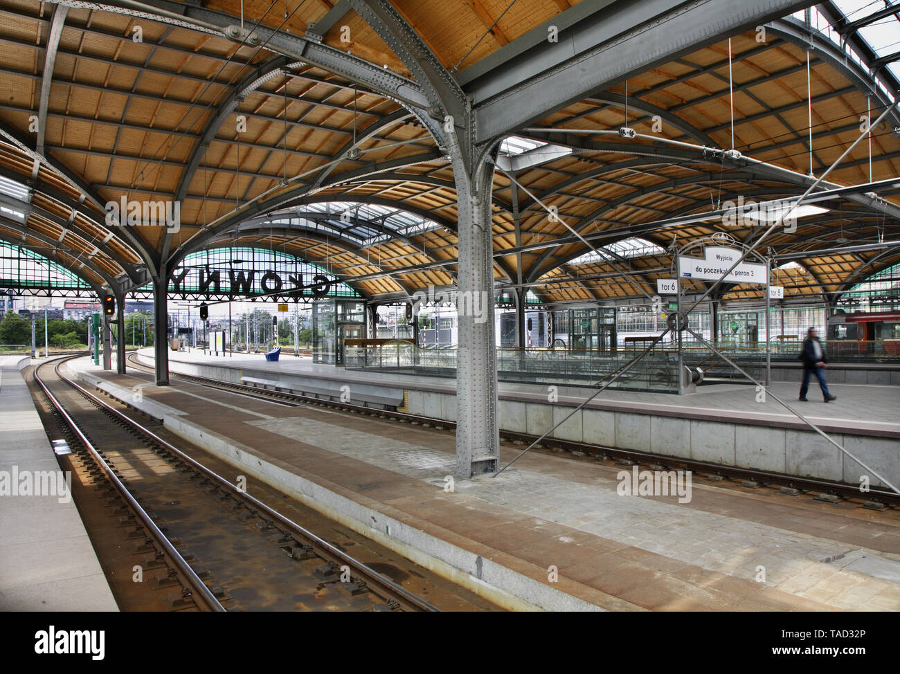 Wroclaw Glowny Bahnhof. Polen Stockfoto