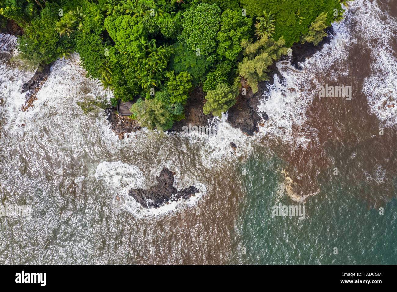 USA, Hawaii, Big Island, Onomea Bay, Luftaufnahme Stockfoto