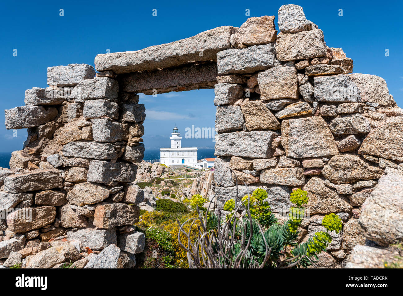 Italien, Sardinien, Leuchtturm Capo Testa Stockfoto