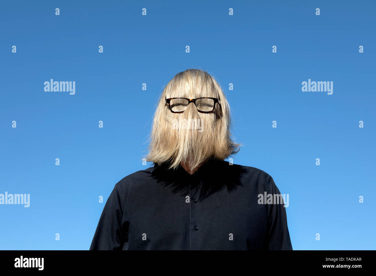 Blonde Haare, Gesicht des Menschen Brille Stockfoto
