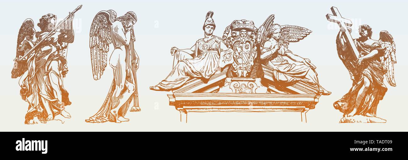 Einstellen der ursprünglichen Skizze digitale Zeichnung von Marmor statue Stock Vektor Einstellen der ursprünglichen Skizze digitale Zeichnung von Marmor statue Stock Vektor