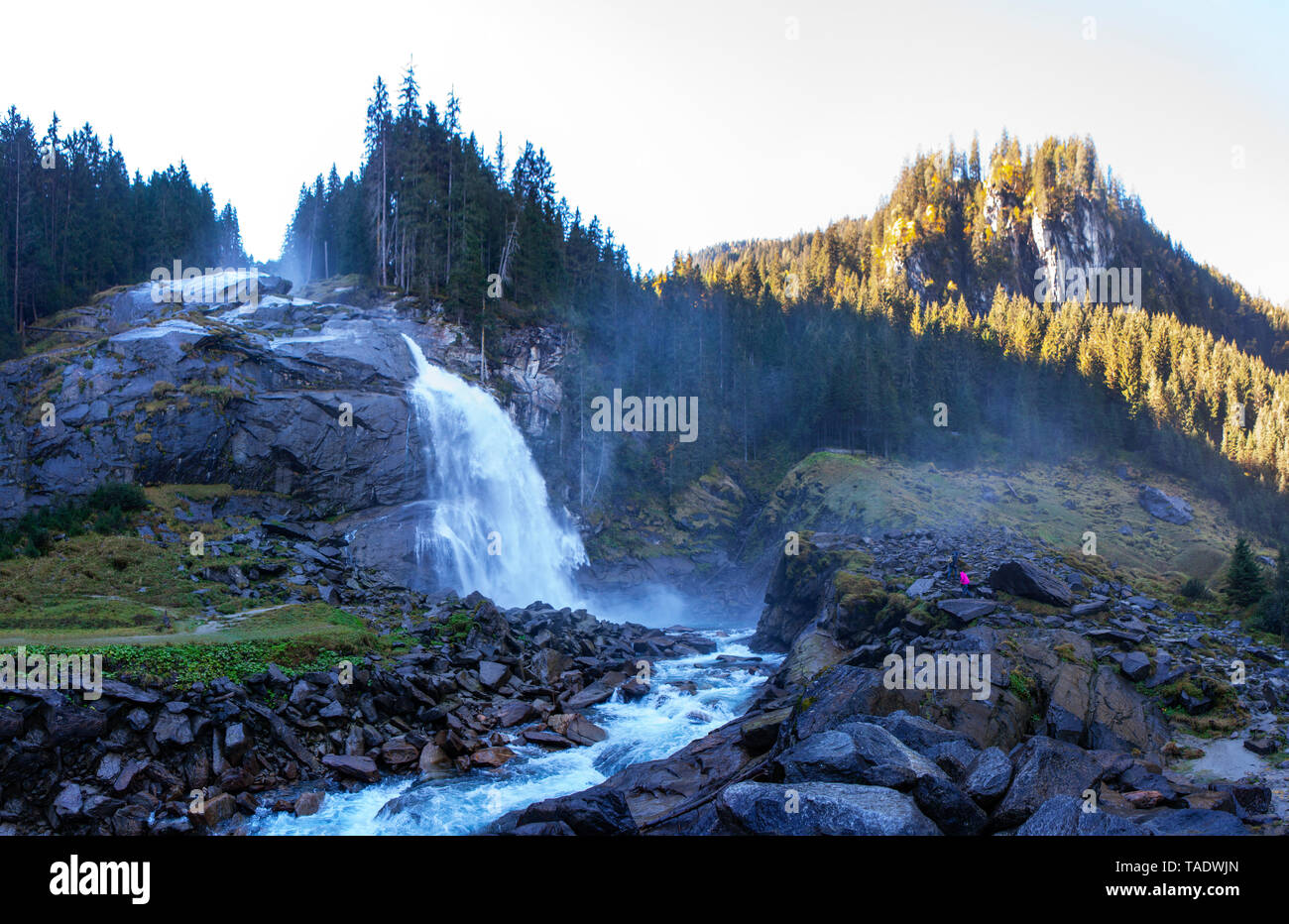 Österreich, Nationalpark Hohe Tauern, Krimmler Wasserfälle, Lower Falls Stockfoto