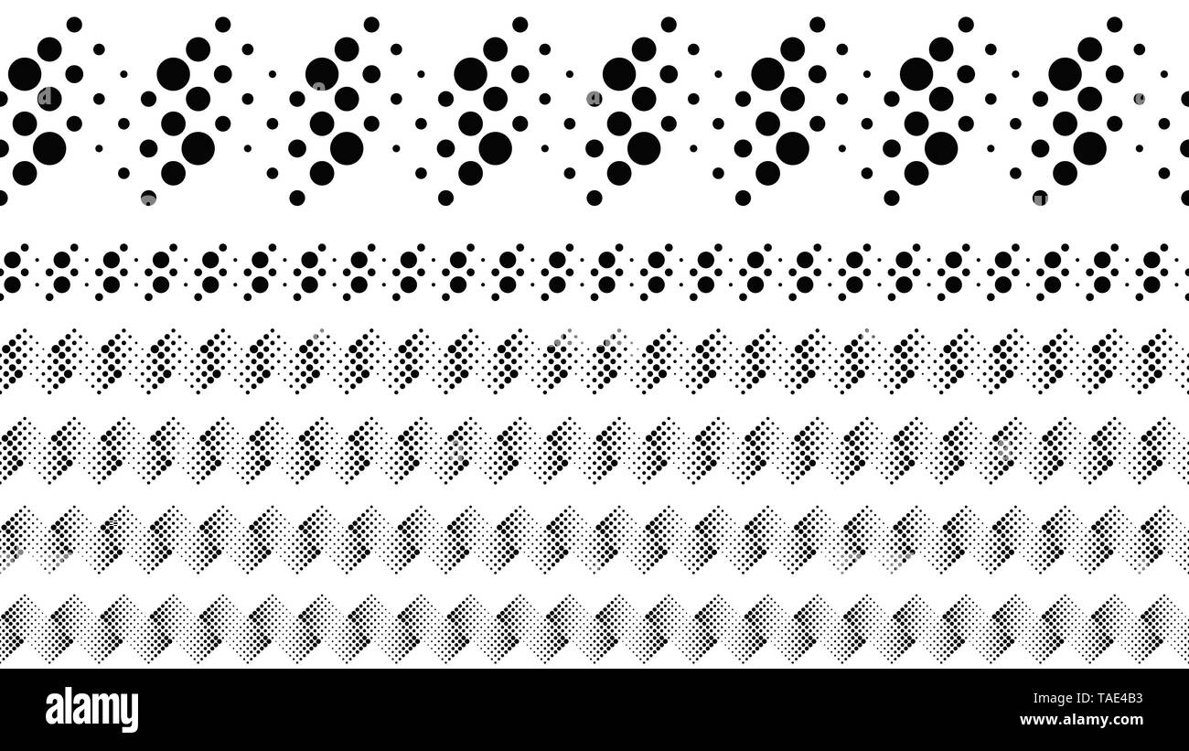 Geometrische abstrakte monochrom Dot Pattern Seite Teiler einstellen Stock Vektor